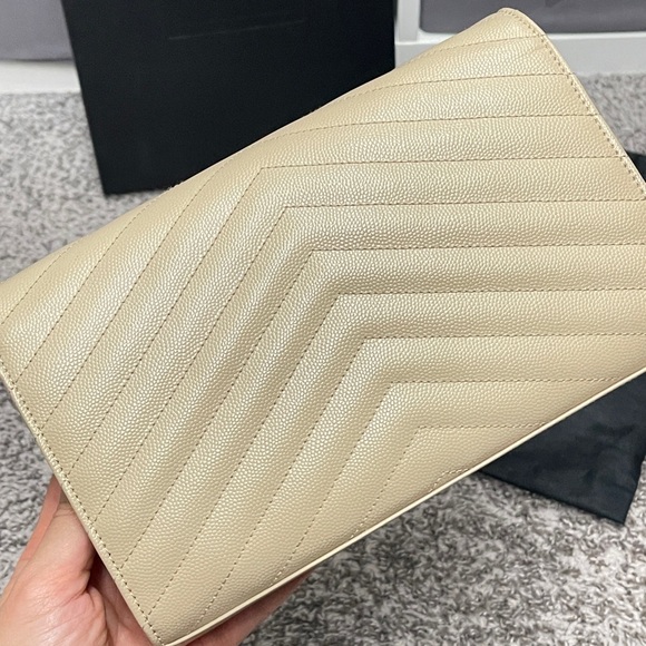 Saint Laurent Cassandre Grain De Poudre Chain Wallet Crossbody WOC - Picture 6 of 8